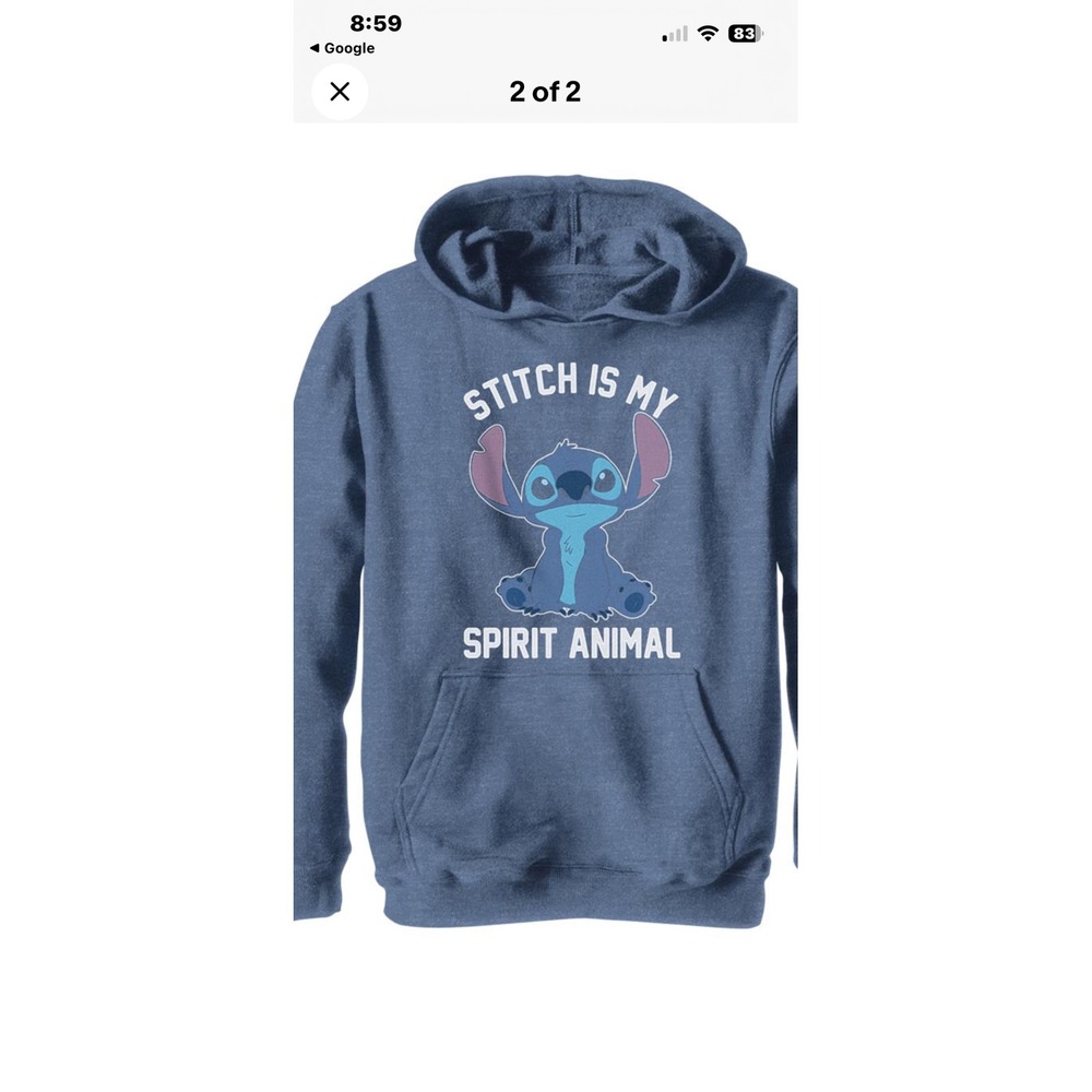 Disney Stitch Is My Spirit Animal Hoodie Navy Blue Graphic Sweatshirt XL